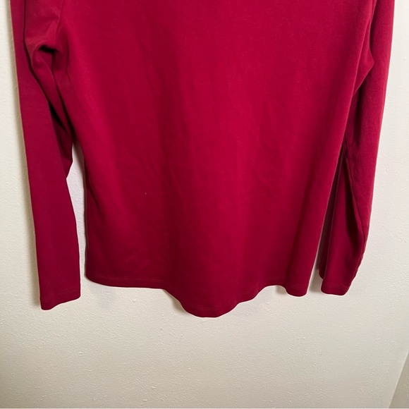 L.L. Bean Pullover Long-Sleeve Shawl Collar Top Dark Cranberry M - Picture 9 of 11